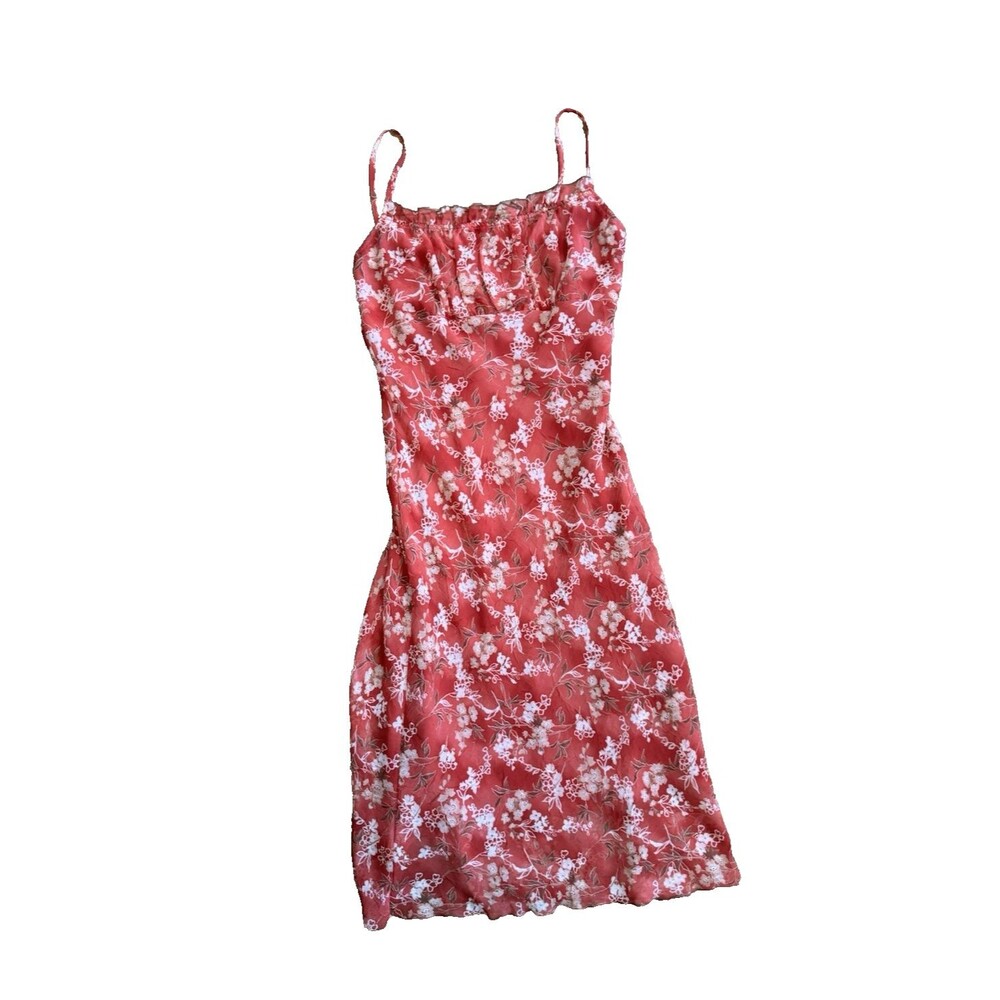 Y2K Studio Y Milkmaid Red Floral Midi Sun Dress USA Made Womens S/M